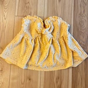 Stunning Yellow babydoll Strapless Top 
size:Large